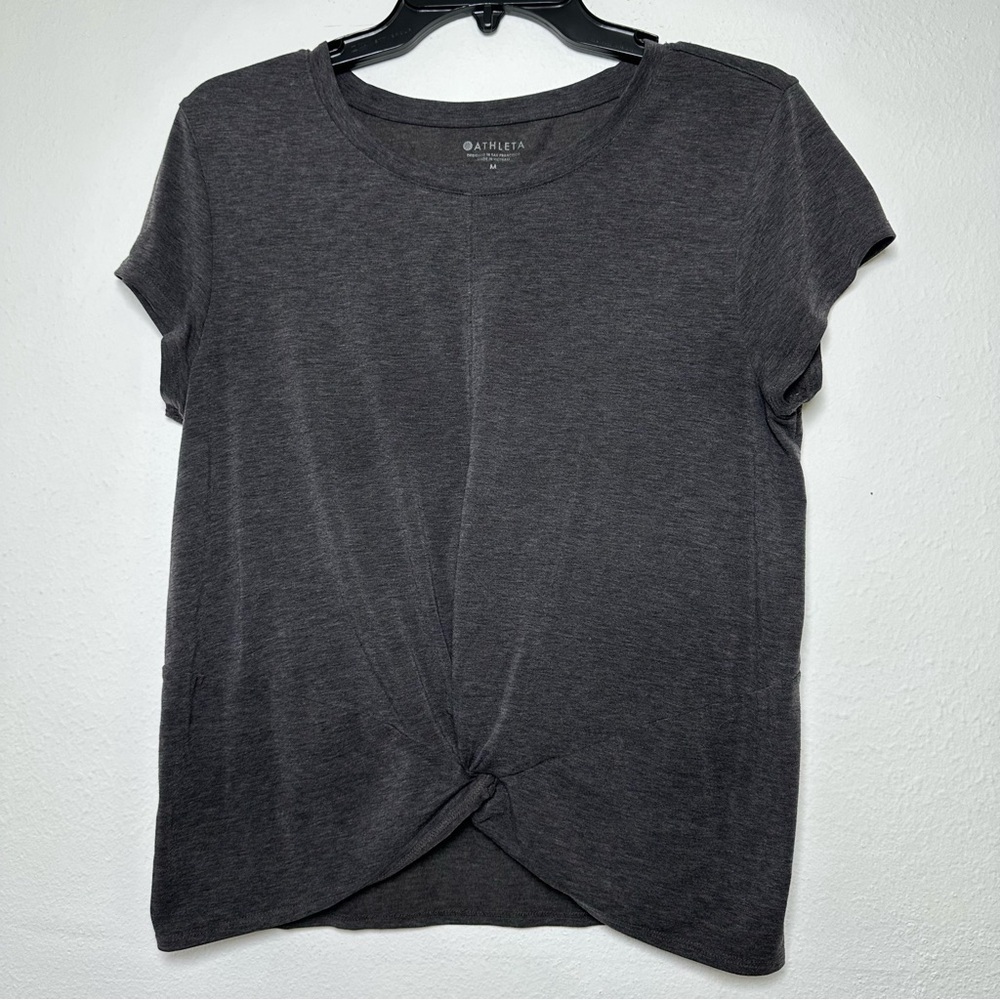 Athleta Essence Twist Tee Top Size M Heather Gray Short Sleeve
Sleeves Size M - Picture 2 of 10